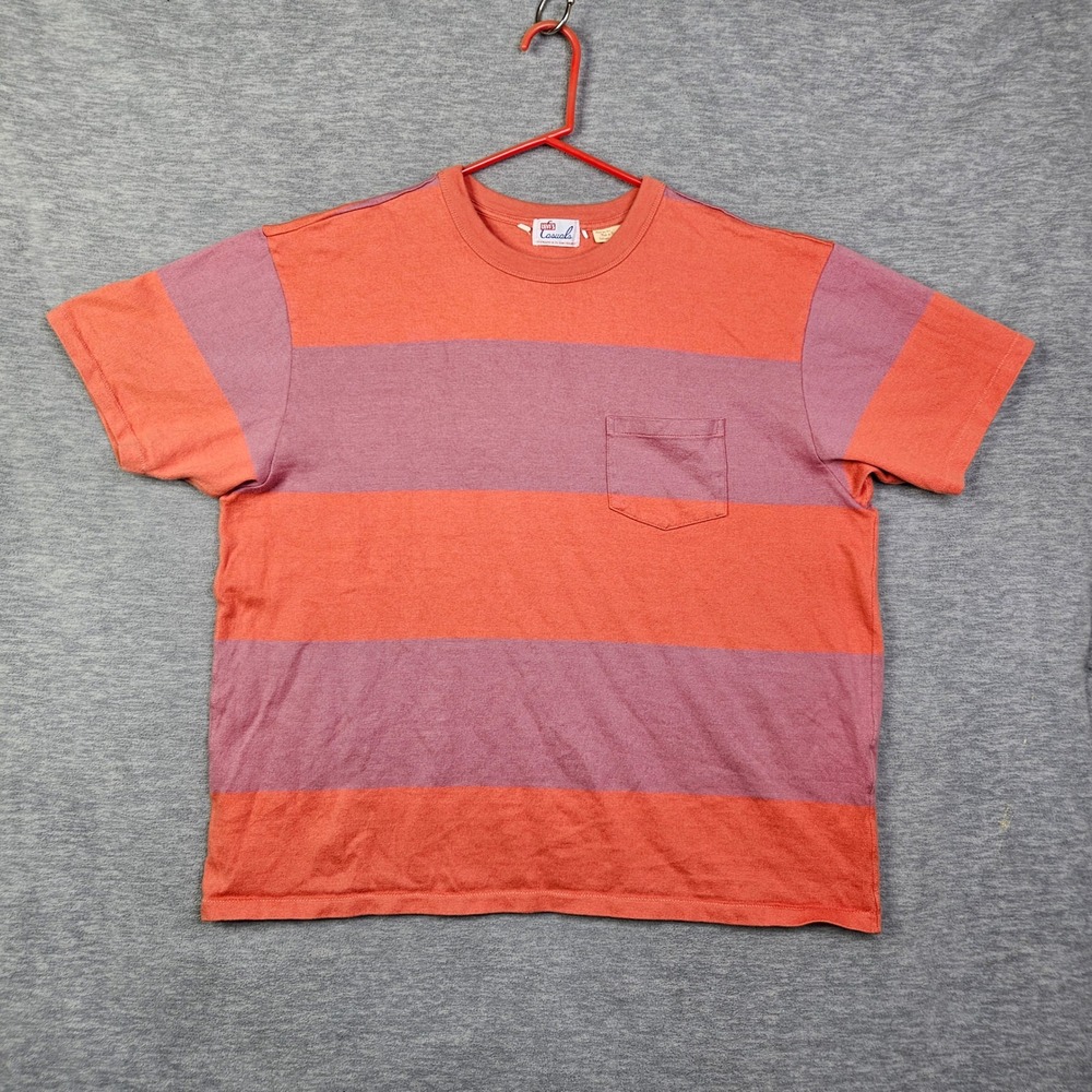 Levis Casuals Mens XL Striped Pocket T-Shirt Orange Purple Short Sleeve Cotton